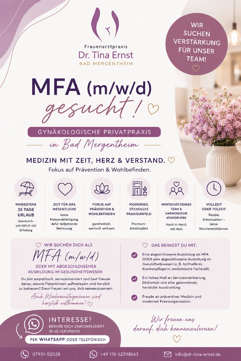 MFA (m/w/d) gesucht - Frauenarztpraxis Dr. Tina Ernst, Bad Mergentheim